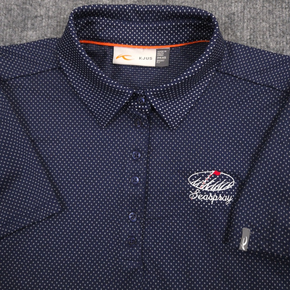 KJUS Eve Polo Shirt Womens 34 XS Navy White Performance Golf Short Sleeve Preppy